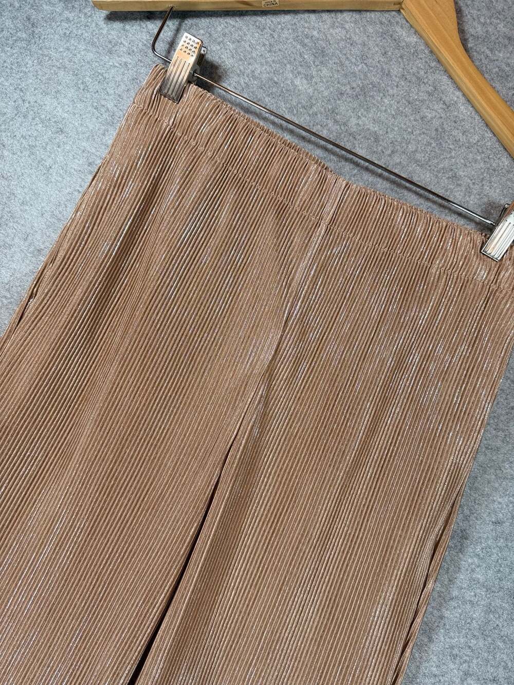 Meloday Metallic Pleated Wide Leg‎ Pants Size M